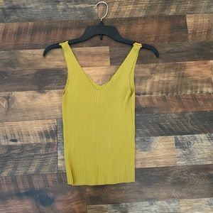 *3/$15* Yellow/green ribbed  tank top size medium